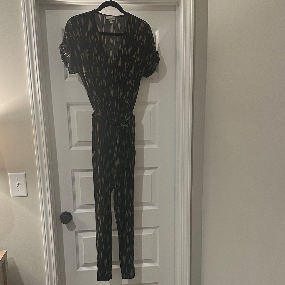 Allison Joy Black and Cream Patterned Jumpsuit